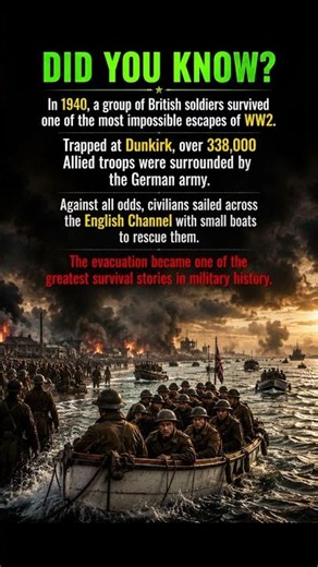 Dunkirk saved 338,000 soldiers.. the escape that shocked the world 😳 #DidYouKnow #History #WW2