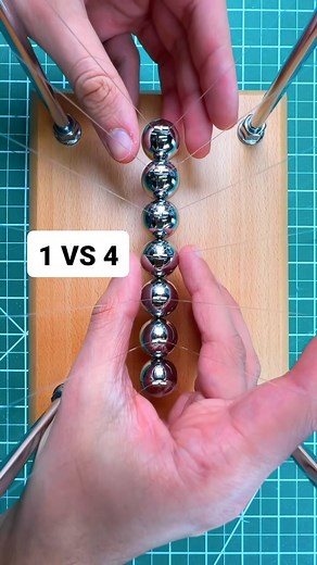 Action BOX on Instagram: "NEWTON’S CRADLE I decided to test different combinations of spheres with Newton’s Cradle. The results of this physics experiment were incredible, especially in slow motion. I tried to give a top camera angle perspective, which is not commonly found online. I think the 2 VS 4 spheres is the clear winner since you can see one sphere on each side just stop in place. This would definitely make for a cool high school science experiment. Which one’s your favorite? The combina