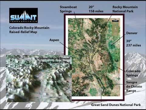 3D raised-Relief Map -- Colorado Rocky Mountains