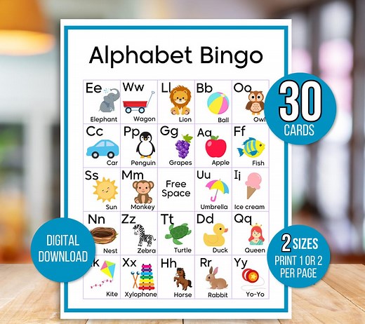 Alphabet Bingo, 30 Printable Alphabet Bingo Cards, ABC Practice, ABC Bingo, Learn Letters Bingo, ABC Bingo, Learn Abcs Bingo, 5x5 Alphabet - Etsy