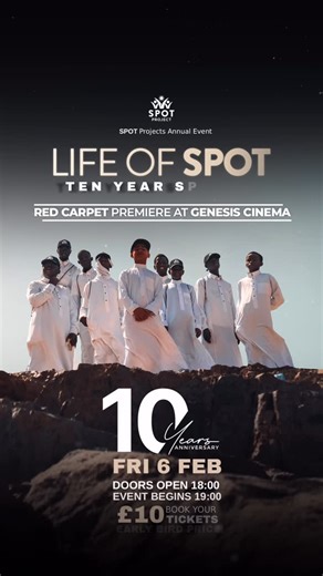 @spot_project on Instagram: "🚨 WE’RE BACK 🚨 Life of SPOT Part 3 🎬 And this one is special. It’s been 10 years since the birth of SPOT Project, and we’re marking a decade of impact with 3 brand new documentaries and a special tribute, reflecting on the journey and the lives changed along the way. ✨ Special guest speakers 🎟️ Tickets available now 🐣 Early bird tickets just £10 ⏳ All previous screenings SOLD OUT so don’t wait Join us for a powerful night of reflection, legacy, and community on.