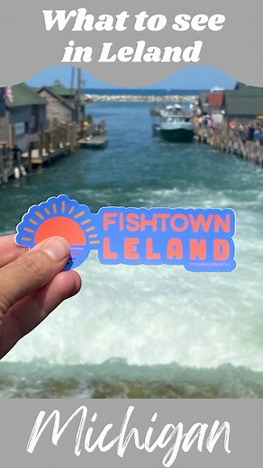 Matt&Kim•Family Vacation Ideas for ALL Budgets on Instagram: "This cute little fishing town is one of the last working & thriving fishing districts on the Great Lakes. The weathered shanties now house eateries, galleries, and unique shops. You can also catch a ferry here to Sleeping Bears Dunes National Lakeshores north or south Manitou Island. This inlet waterway is the Leland river as it feeds into Lake Michigan. You prob only need to plan a couple of hours here to browse the shops and have lu