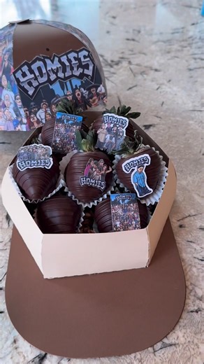 Homies themed Hat gift box with chocolate covered strawberries | Party It Up