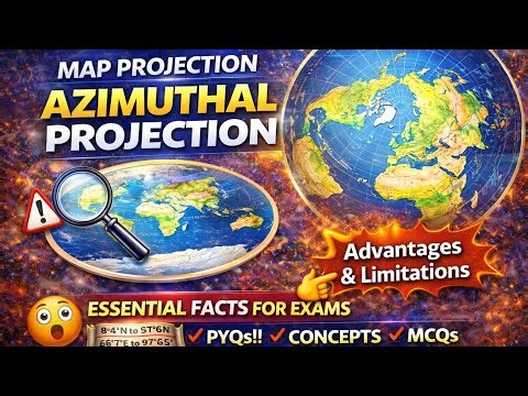 Azimuthal Projection Explained 🔥 Map Projection Geography #uphesc_assistant_professor_advt_no_51