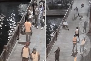 Horrifying moment gunman opens fire in Chicago caught on camera as violence continues to rip city