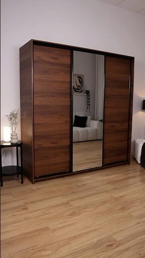 Szafa przesuwna z lustrem 200 cm do sypialni LOFT orzech | Bromarkt.pl
