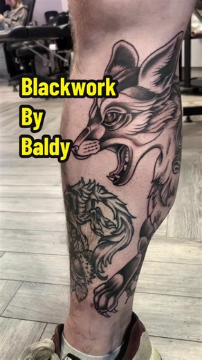 Love a blackwork tattoo? Blackwork tattoos are my absolute favourite to do. Here’s a little montage of some of my favourites that I’ve done in slightly different styles; from a dark gothic bat with witchy occult vibes, a neo-traditional fox with a British nature / wildlife theme including some mushrooms and leaves, an illustrative stippled blackwork Ludo from David Bowie’s The Labyrinth, a full sleeve blackwork japanese oriental dragon that wraps around the arm and coils onto the chest, a patchw