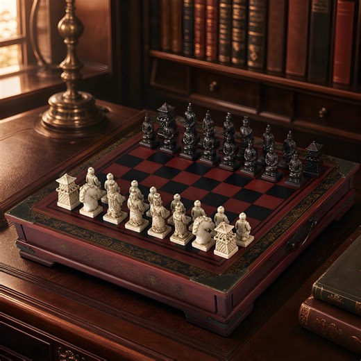 Antique Chess Set Handcrafted Wood Board Metal Pieces Chinese Warrior Figures Collector Gift - Etsy