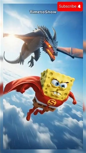 SpongeBob Becomes a Superhero, But the Dragon Almost Burns Him Alive‼️ #shortvideo #spongebob