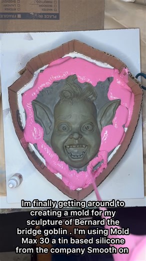 Dom Draven - Dark Abstract & Figure Sculpture Artist on Instagram: "In this video I'm pouring a silicone mold for Bernard the bridge goblin. This is mold max 30 from the company @smoothon a great product I use for all of my mold making ."