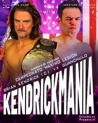 Legión, Entretenimiento Deportivo de Lucha Libre on Instagram: "🔥 RIVAL CONFIRMADO 🔥 Guanchulo ha aceptado el reto de The Brian Kendrick, el campeón máximo de Legión Lucha Libre 🏆 Este 8 de noviembre en #KendrickMania, viviremos un choque de estilos: uno de los luchadores más experimentados y respetados de Chile se enfrentará a uno de los mejores del mundo 🌎 💥 El título máximo de Legión estará en juego, y Kendrick defenderá su corona ante un rival que no t