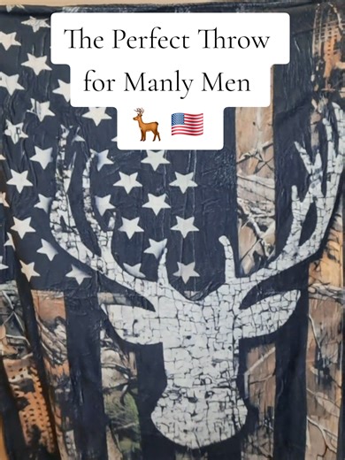 This manly man throw is perfect for men who love hunting, outdoors, America, and cozy vibes (even if they won't admit it)! #throws #patriotic #huntingtiktok #tiktokshopcreatorpicks #tiktokshopjumpstartsale