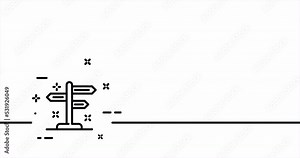 Waymark. Road sign, pointer, travel, streets, location, destination, route, way, map, geography. Navigation concept. One line drawing animation. Motion design. Animated technology logo. Video 4K