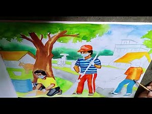 "Swachh Bharat Drawing | Cleanliness Awareness Drawing | Village Cleanliness Art"