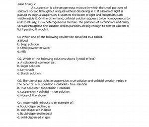 Case Study 2A suspension is a heterogeneous mixture in which ... | Filo