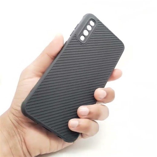 Samsung A50 Carbon Fiber Texture Hard Rubber Armour Back Cover Shockproof Case