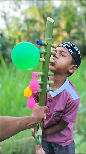 Making a Unique Bamboo Musical Instrument with 6 Balloons! 🎶🎈#funny #toys