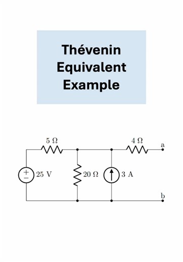 ElectricalMath (@electricalmath) - A worked example of finding the Thevenin equivalent of a circuit with respect to a pair of terminals. #electricalengineering #electronics #physics #circuits