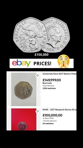 £150,000?? 👀 #beatrixpotter #benjaminbunny #50pcollector #ukcoins #rarecoin #valuablecoin #coincollecting | CoinCollectingWizard