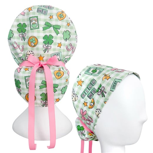 Lucky Charm Ponytail Scrub Cap – Adjustable Ribbon Tie | Optional Satin Lining & Mask Buttons | St. Patrick’s Day Nurse Cap - Etsy