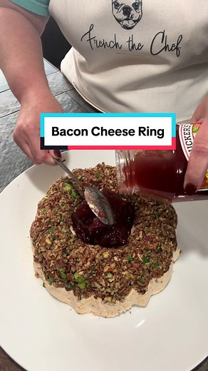 Bacon Cheese Ring is the one dish we are asked to make for every occasion! This will be featured in our upcoming cookbook! #baconcheesering #partyfood #easyrecipes #bacon #beautifulfood #PartyPlanning #weddingdiy #baconrecipe #cheesedip #pecanroll #pecanring