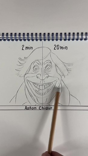 Drawing Anton Chigur: 2 Minute vs 20 Minute Challenge