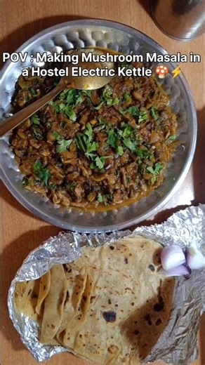 Hostel kettle mein Mushroom Masala?!🍄🔥5-star dinner in a hostel room!#hostellife #viral #easyrecipe