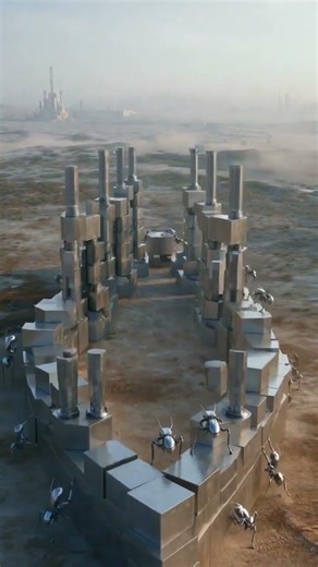 Micro-Bot Ants Build La Sagrada Familia 🤖 #sagradafamilia #robotants #futuretech #robotics #shorts