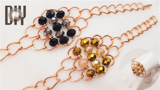 Simple fish scale bracelet | Jewelry making tutorial | Copper wire and crystal 999