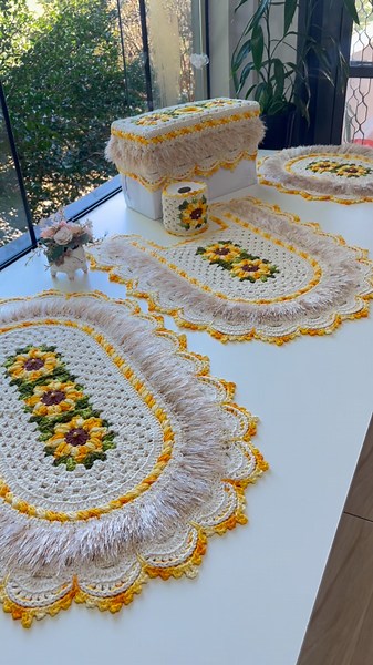 🌻 Sunshine Bathroom Set ✨ #crochet