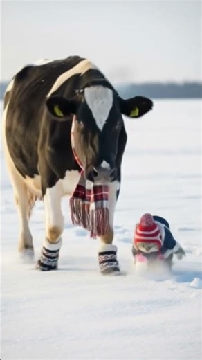 #DreamScreenAI A cow and cat #cat #cute #cartoon