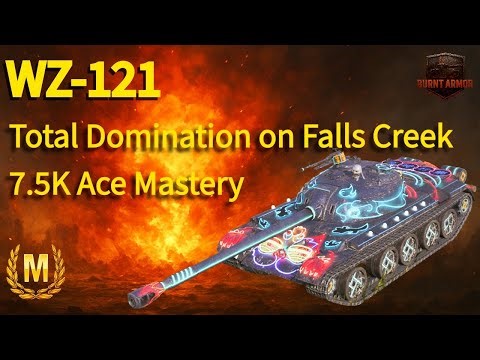 WZ 121 with 7512 damage and Ace Mastery on Falls Creek