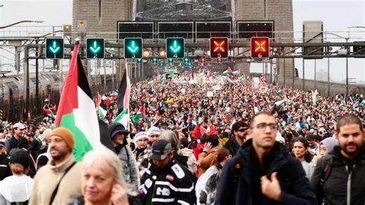 Pro-Palestinian protesters cross Sydney Harbour Bridge, rally in central Melbourne to highlight humanitarian situation in Gaza
