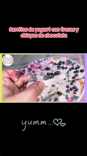 Yogurt bars with strawberries and chocolate chips 🍫🍓 #naturalyogurt #dessert #magybautista