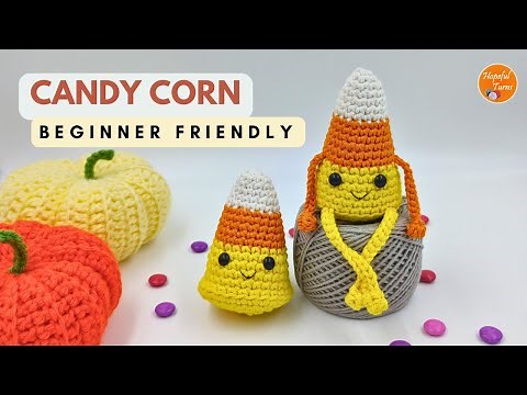 Crochet Candy Corn | Easy No Sew Leggy crochet candy corn pattern | Fall & Halloween crochet Ideas