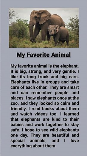 My Favorite Animal | Easy English Story About Elephants for Beginners