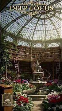 1-Minute Deep Focus Countdown Timer | Victorian Library Greenhouse Ambience