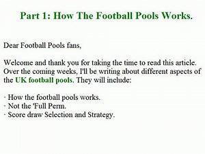 Part 1 - How The Football Pools Works