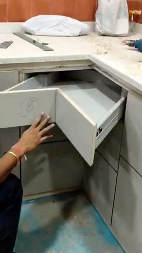 new type modular kitchen with corner drawers