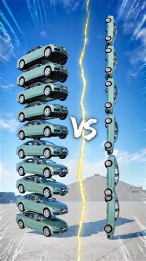5 vs 10 Cars Drop Test 🚗💥 Which Stack Survives? (BeamNG Drive)