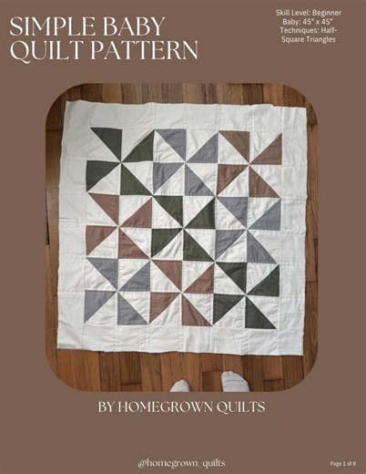Simple Baby Quilt Pattern | Beginner Half-square Triangle Quilt (45"x45") (PDF) - Etsy