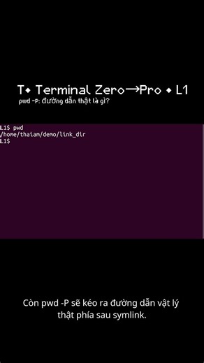 T• pwd -P: đường dẫn thật sau symlink là gì? | L1 (Terminal Zero→Pro) #ubuntu #terminal #xh #linux