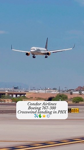Condor Airlines Boeing 767-300 ✈️ windy landing in Phoenix! 🌵💨 #boeing #b767 #boeing767 #b767lovers #boeinglovers #boeing767300 #avgeek #aviation #aviationgeek #aviationlife #aviationdaily #aviationlovers #aviationreels #planespotting #planespotter #instagramaviation #aviationworld #condorairlines #phoenixaz #phxskyharbor #crosswindlanding #windy | Klowphotography