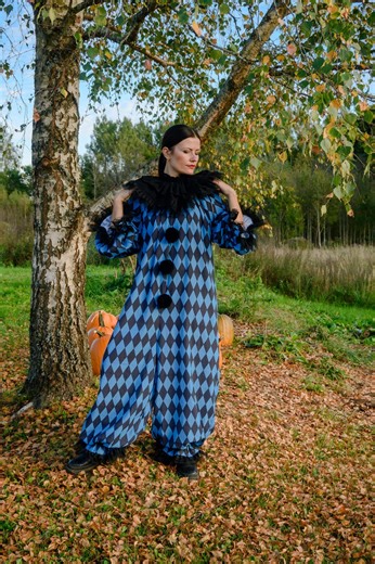 Royal Clown Costume Adult Unisex Vintage Aqua Blue and Black Harlequin Circus Suite Costume Halloween Cosplay Jumpsuit Birthday Party - Etsy