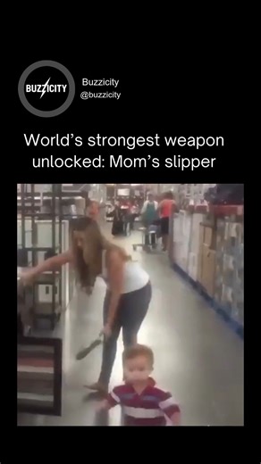@buzzicity on Instagram: "A 12-second clip shows a mother in a warehouse store pulling out her slipper and playfully chasing her toddler, instantly triggering a universally relatable parenting moment. Captioned “Mother’s slipper is the most powerful weapon in the world,” the video taps into a global childhood meme—echoing the famous “chancla” culture—and sparks nostalgic laughter across cultures. Within hours of posting on December 29, 2025, the clip crossed 57,000 views and 2,100+ likes, with c