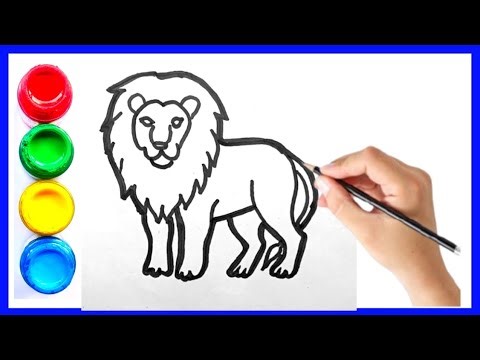 Lion drawing for kids । lion drawing step by step । Kids painting video । Animals drawing video ।