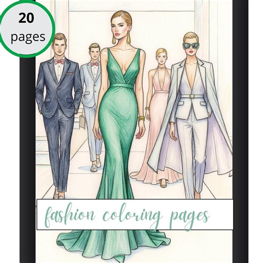 Fashion Coloring Pages for Adults & Kids – 20 Printable Pages (digital Download) - Etsy