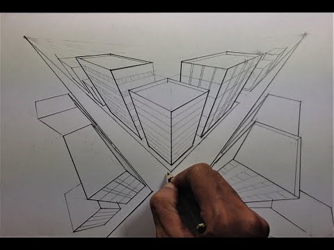 How To Draw Simple City in 3 Point Perspective