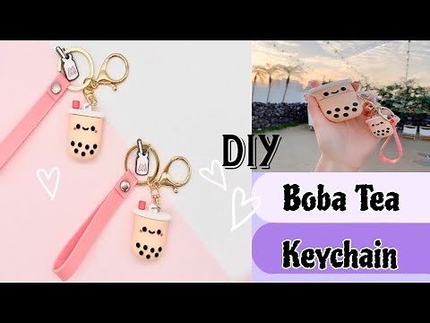 Diy Boba tea keychain//how to make keychain at home//easy paper craft//diy school supplies