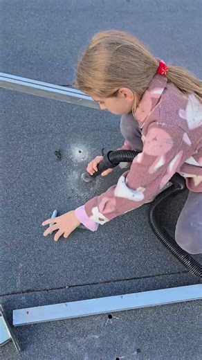 Maria installing mounting system for solar panels on concrete roof. #solar #solarsystem